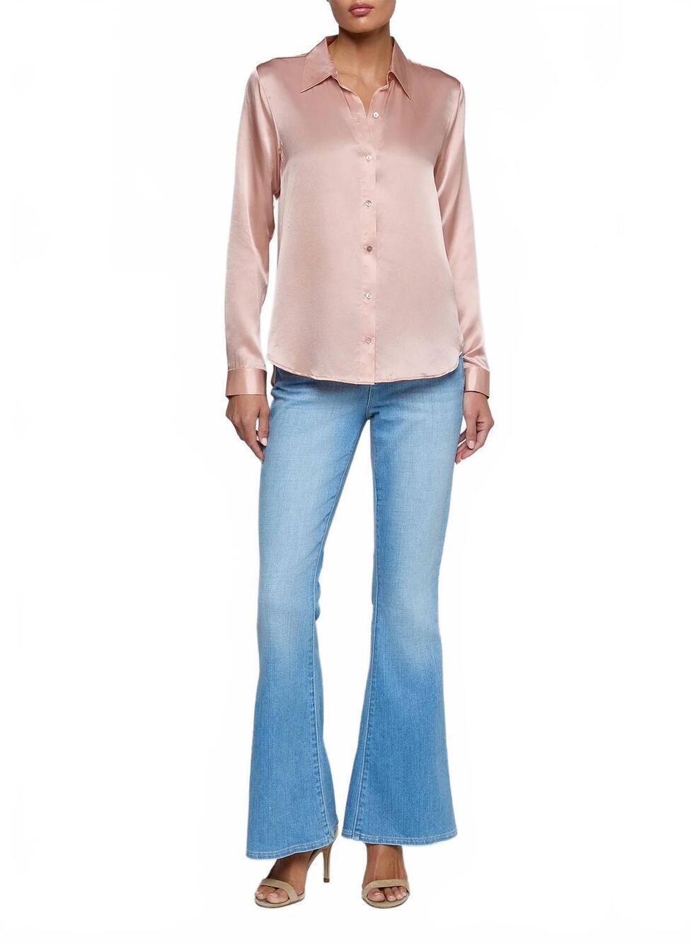 NEW L'AGENCE tyler silk blouse in misty rose